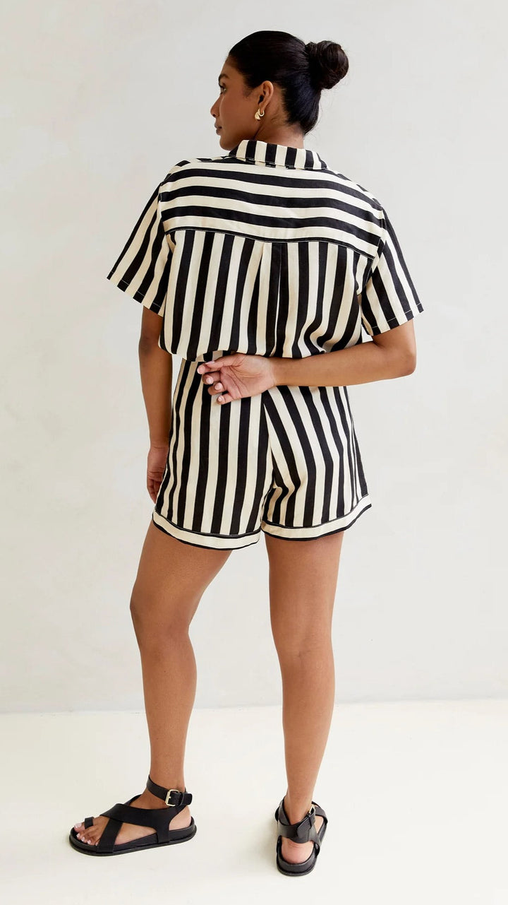 Essie Shirt - Black/Beige Stripe
