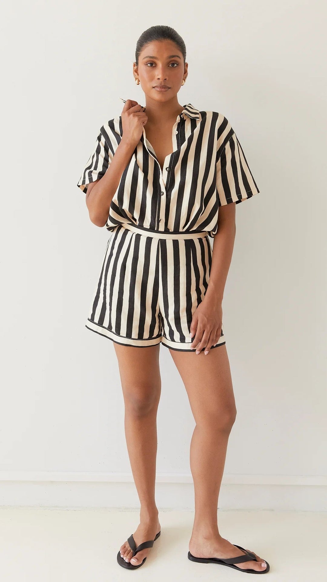Essie Shirt - Black/Beige Stripe