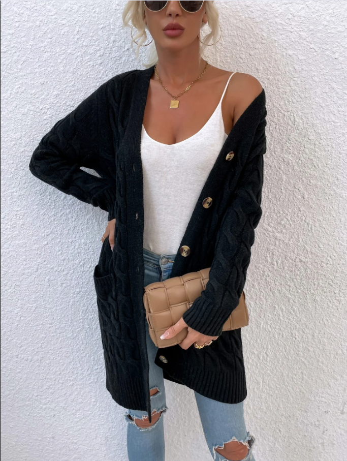 LAURA™ | Cable Knit Long Cardigan