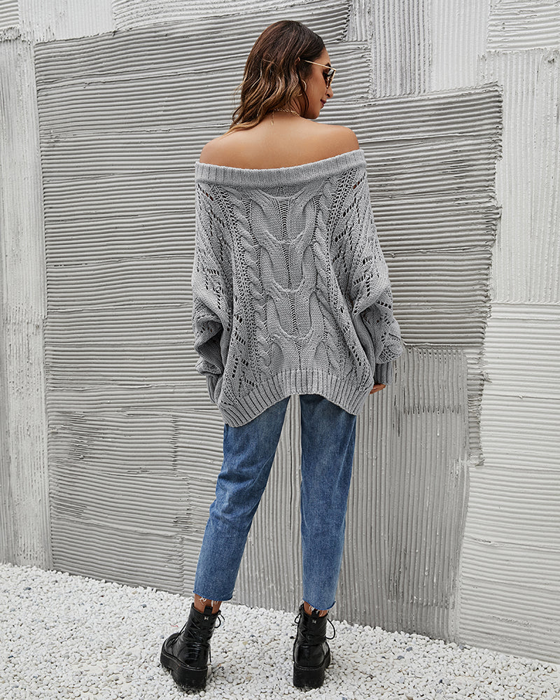 Off Shoulder Loose Knitwear Sweater