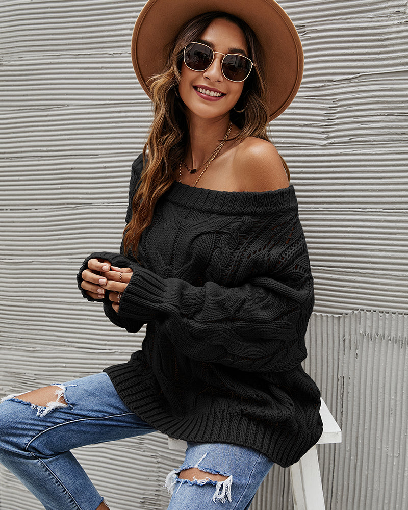 Off Shoulder Loose Knitwear Sweater