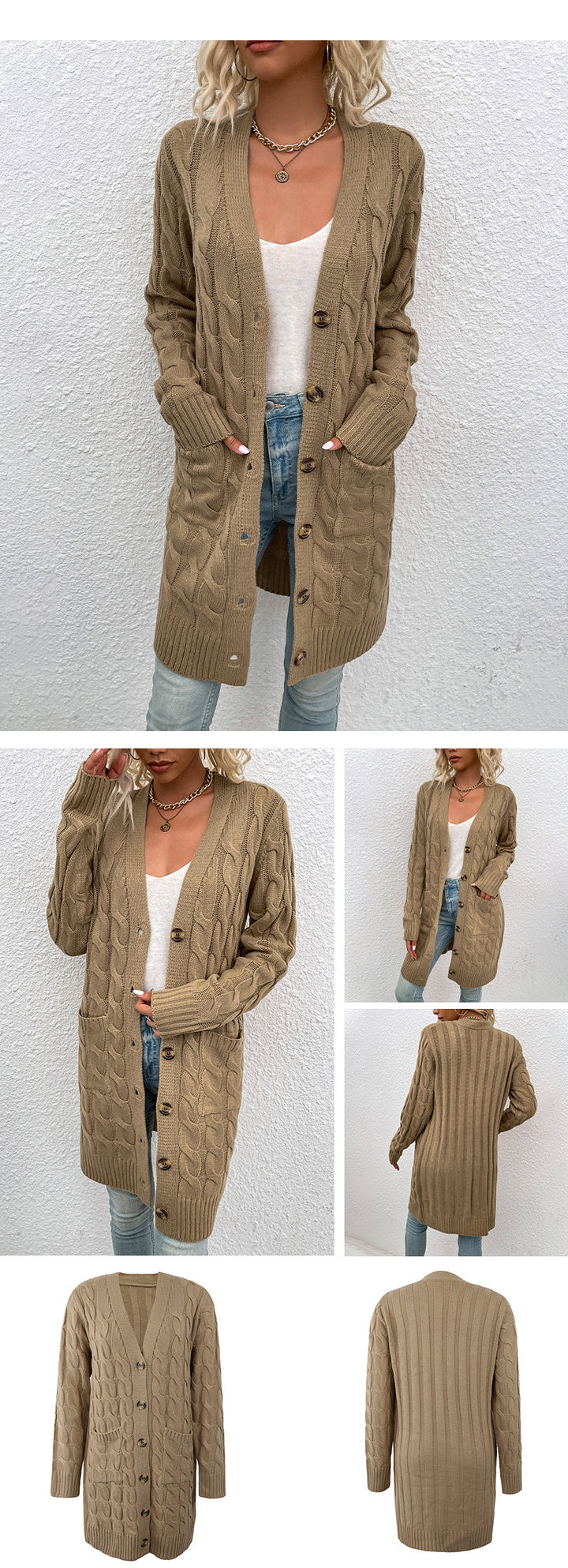 LAURA™ | Cable Knit Long Cardigan