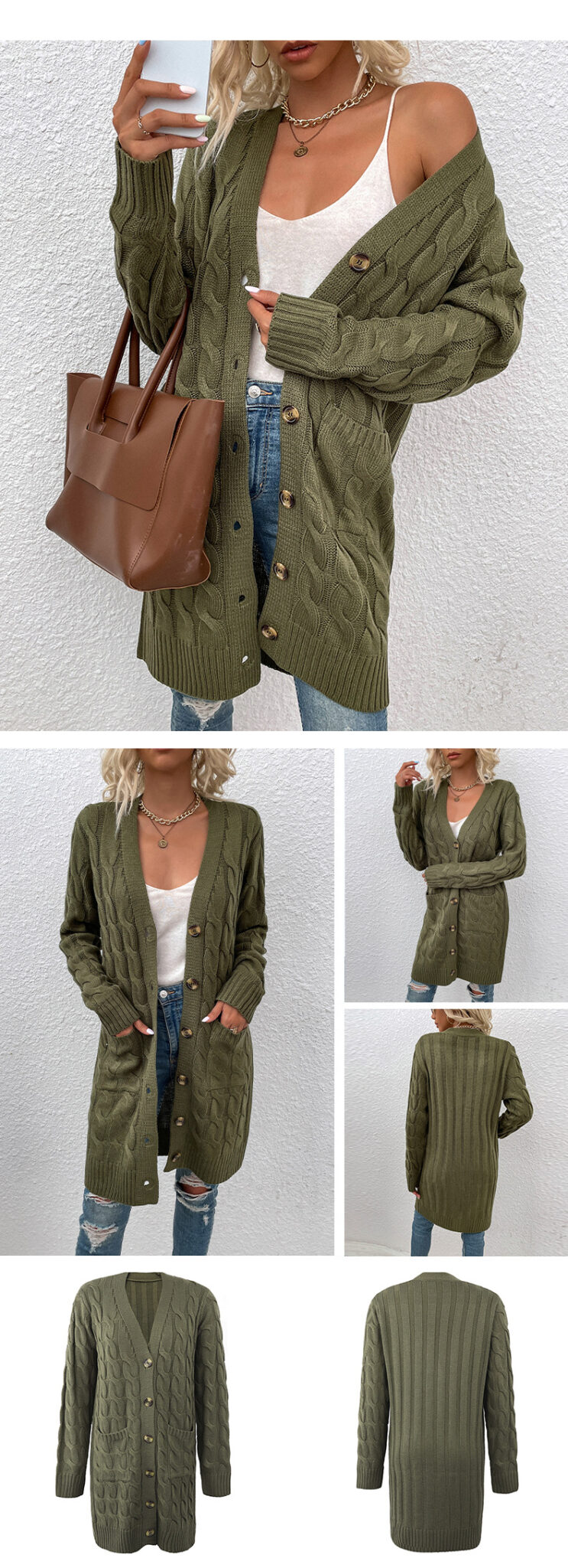 LAURA™ | Cable Knit Long Cardigan