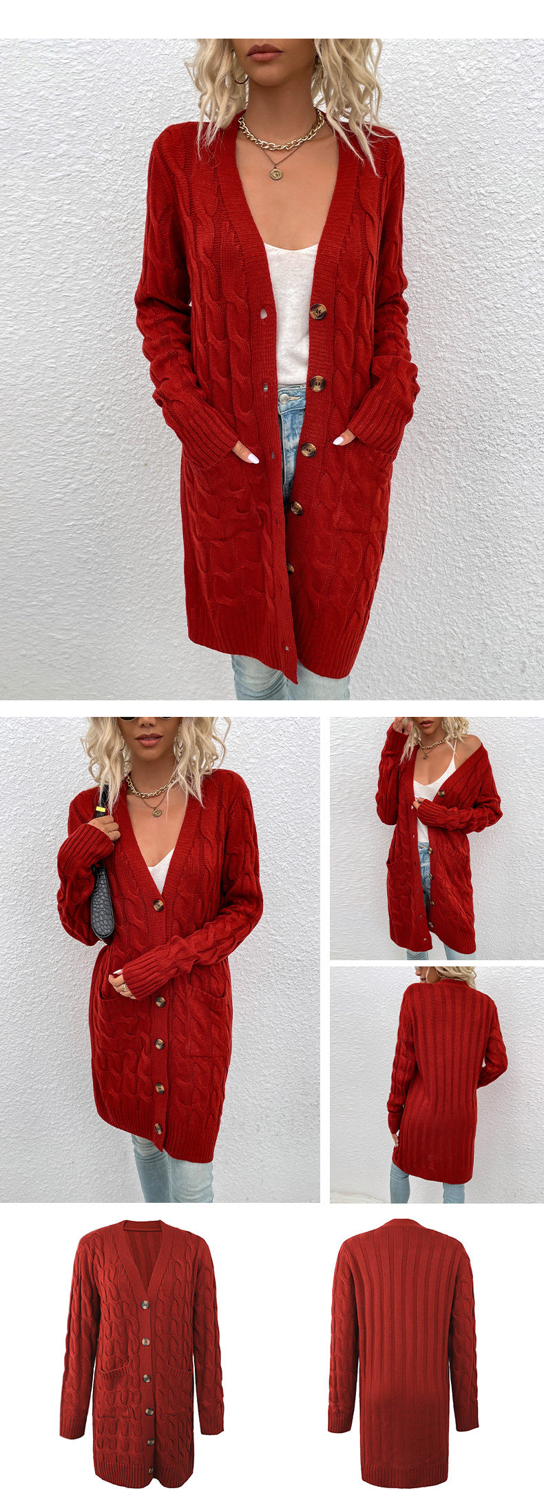 LAURA™ | Cable Knit Long Cardigan