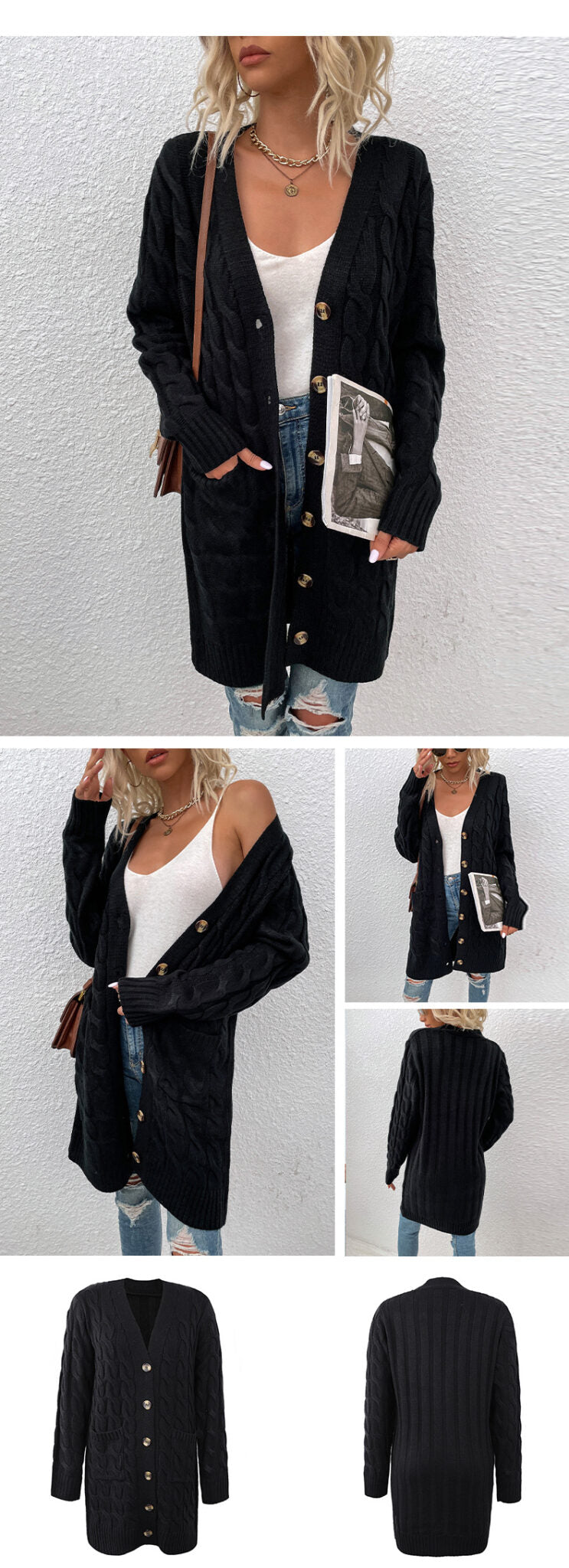 LAURA™ | Cable Knit Long Cardigan