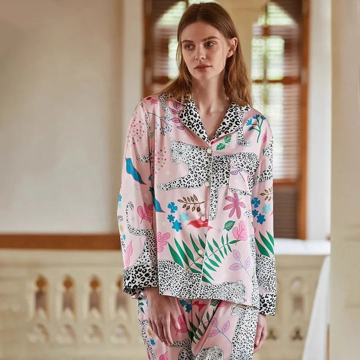 Pink Snow Leopard Printed Two Piece Set