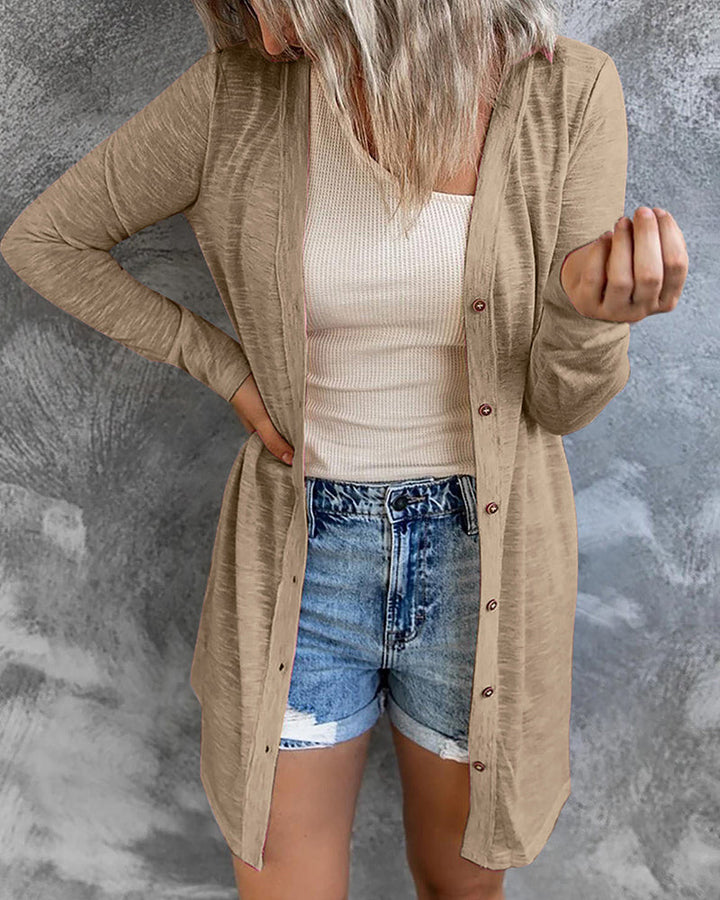 Knitted Plain Classic Shirt Collar Regular Sweater Cardigans