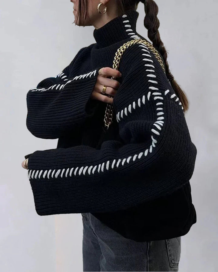Loose Casual Chic Contrast Patchwork Sweater