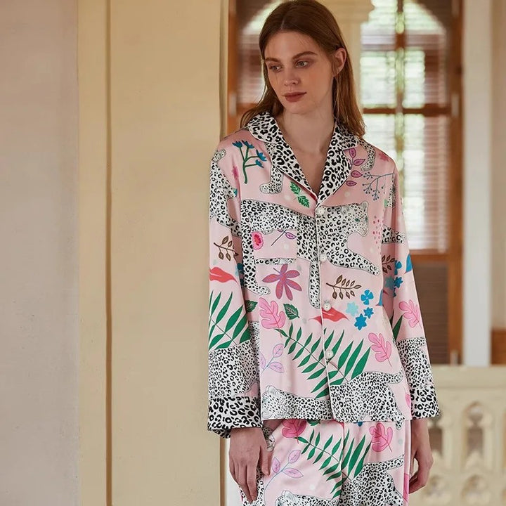 Pink Snow Leopard Printed Two Piece Set