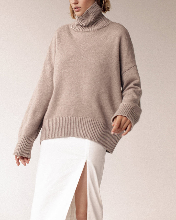 Turtleneck Loose Long Sleeve Knitted Pullover Sweater Tops