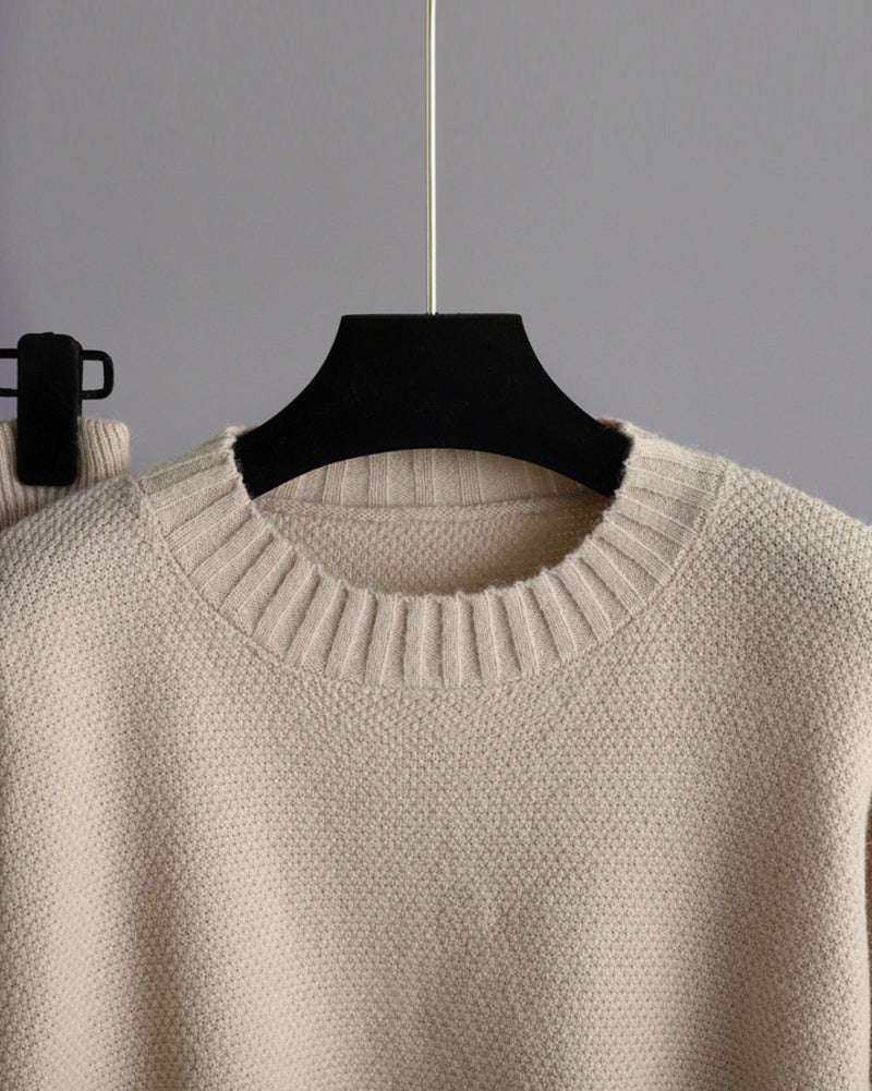 Casual Knit Two-Piece Set Loose-Fit Sweater and Wide-Leg Pants