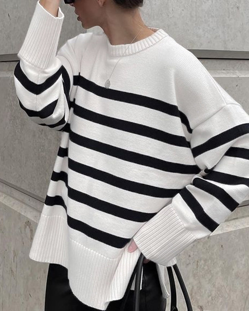 Loose Striped Pullover Sweater