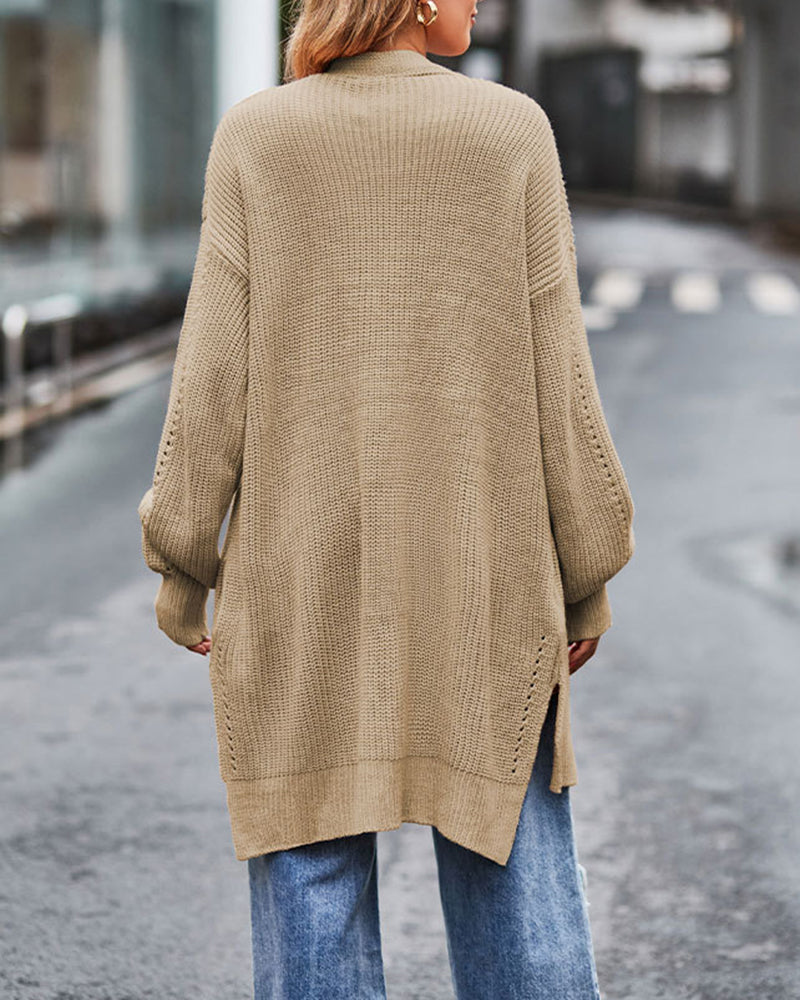 Open Front Knitted Long Cardigan Long Sleeve Casual Lightweight Knitted Cardigans Outerwear