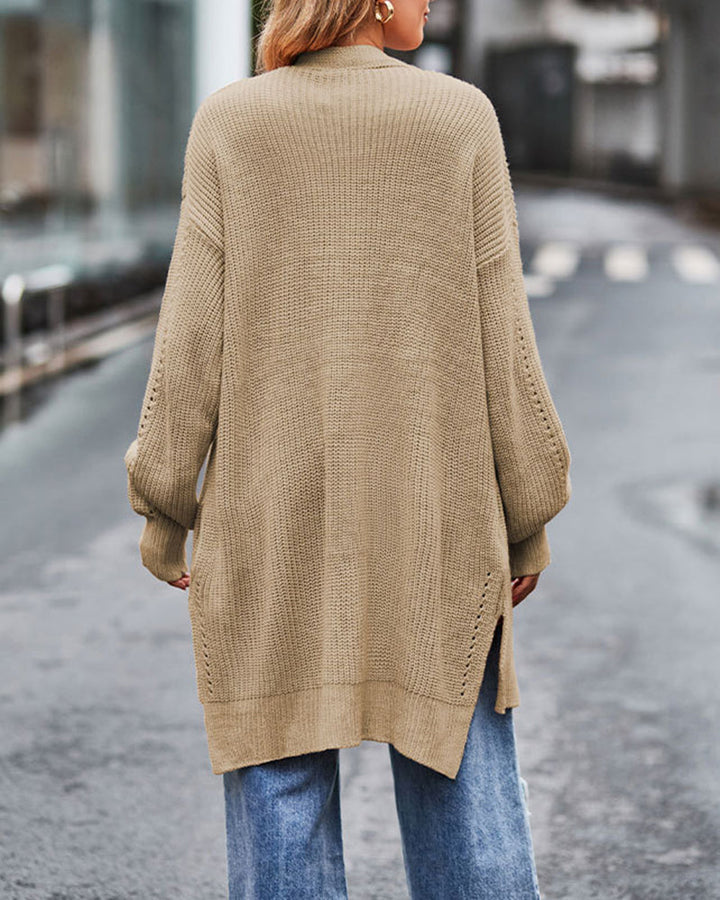 Open Front Knitted Long Cardigan Long Sleeve Casual Lightweight Knitted Cardigans Outerwear