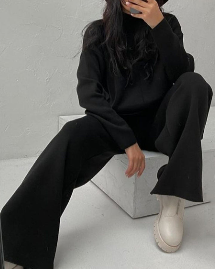 Long Sleeve Loose Casual Mid-Turtleneck Sweater