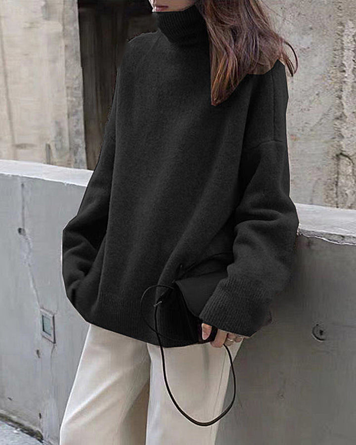Turtleneck Cashmere Sweater Women Loose Pullover Lazy Wind Warm Knitted Pullover