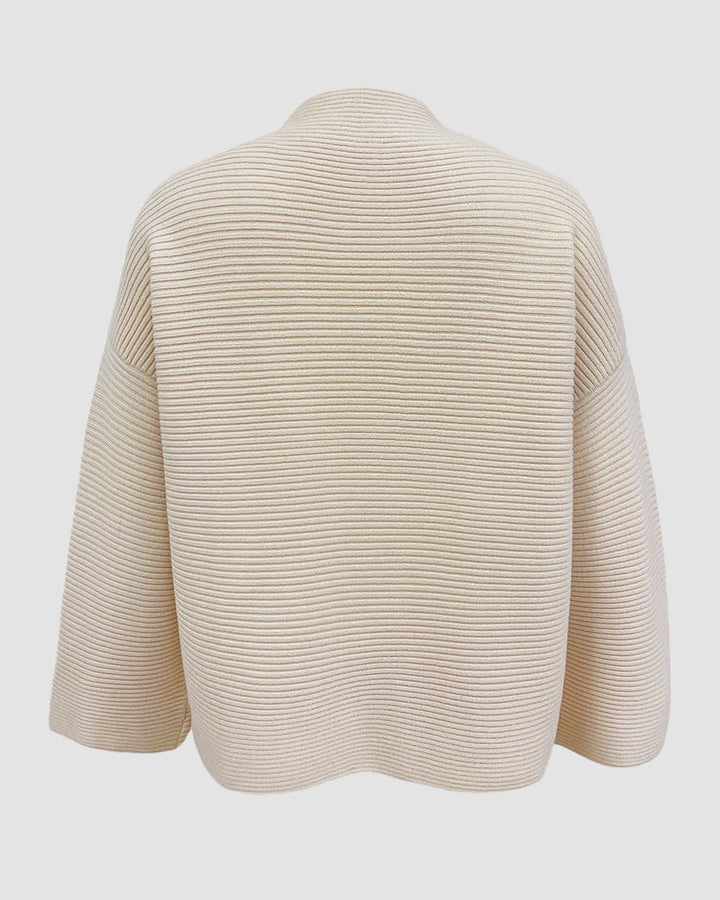 Crewneck Knitted Sweater Solid Color Batwing Long Sleeve Pullover Jumper Top