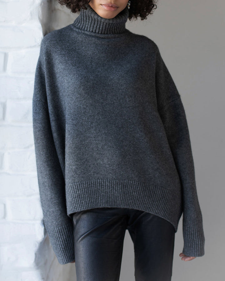 Turtleneck Loose Long Sleeve Knitted Pullover Sweater Tops