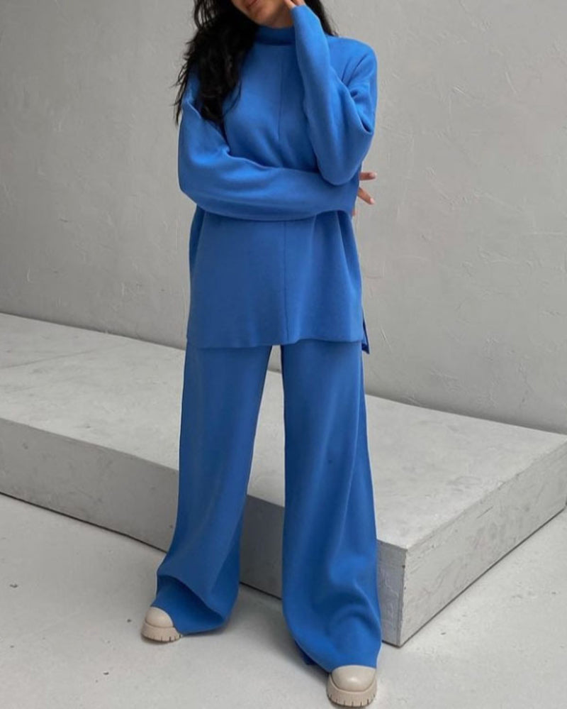 Long Sleeve Loose Casual Mid-Turtleneck Sweater