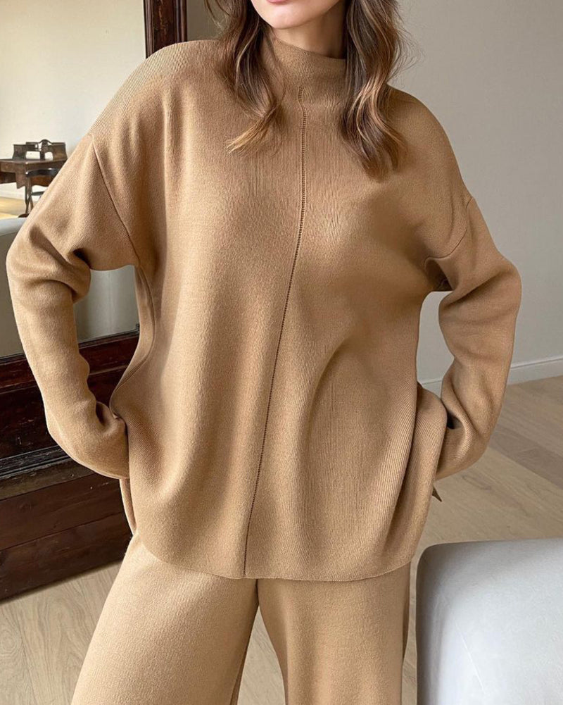 Long Sleeve Loose Casual Mid-Turtleneck Sweater