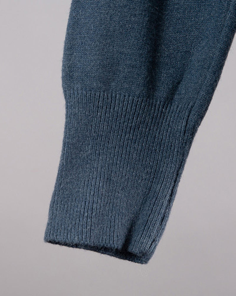 Casual Two-Pieces Outfits Lapel V Neck Sweater and Trousers Sets