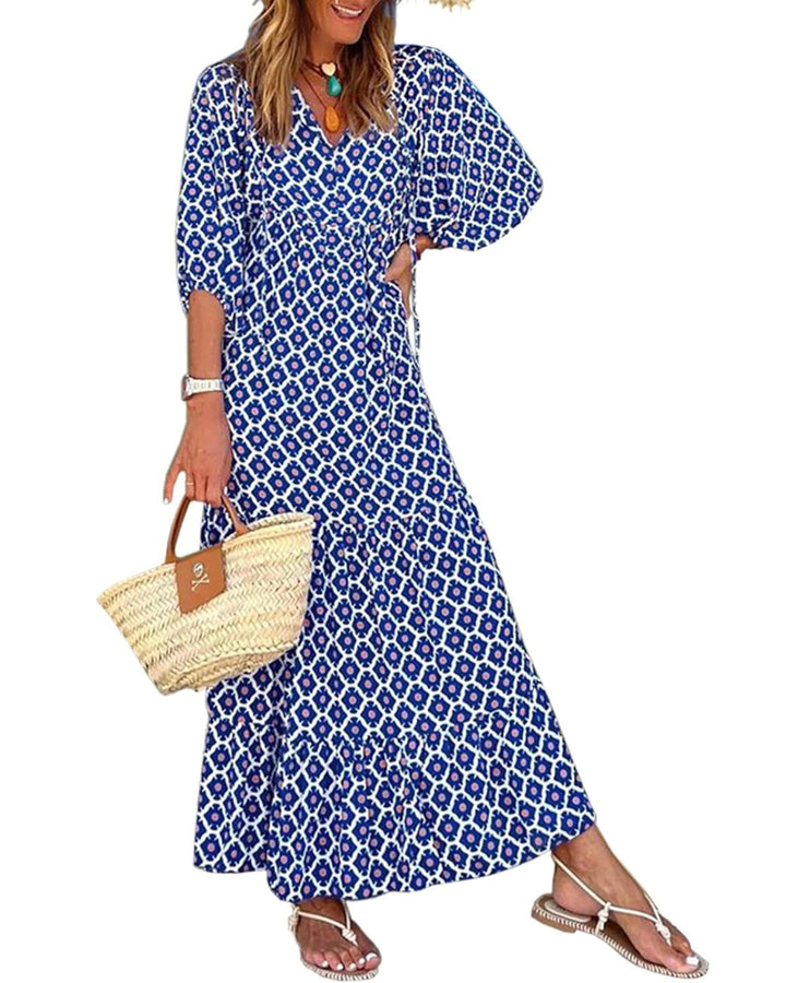 Susanna™ | Women's Puff Sleeve Floral Boho Maxi Dress