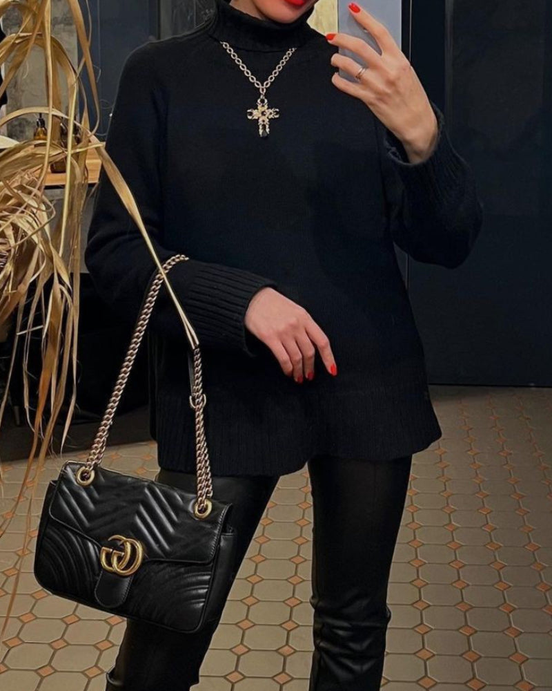 Turtleneck Sweater Casual Loose Knitted Pullover Tops