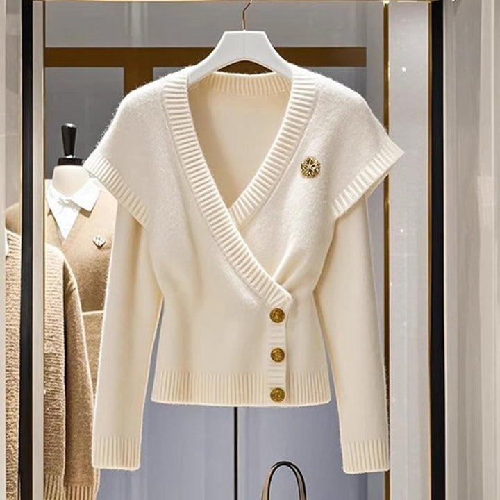 Cozy White Plain V-Neck Sweater