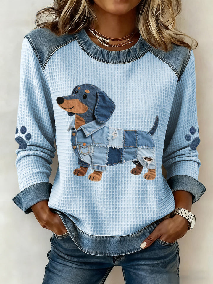 Nuria - Patchwork Denim Design Hoodie
