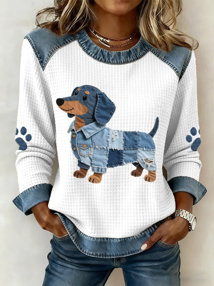 Nuria - Patchwork Denim Design Hoodie